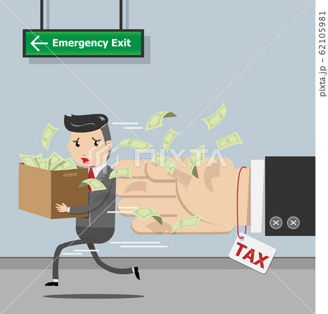 Tax payment , state government taxation, calculation of tax for tax time concept. Businessman running away from tax. vector illustration EPS10 Tax payment , state government taxation, calculation of tax for tax time concept. Businessman running away from tax. vector illustration EPS10 62105981