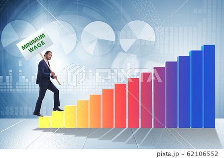 Concept of minimum wage with businessman Concept of minimum wage with businessman 62106552