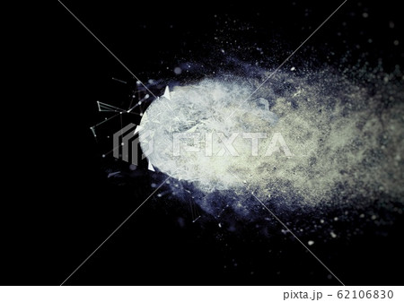 粒子を撒き散らして飛行する抽象的な球体 62106830