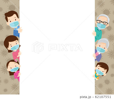 family wearing a Medical mask to prevent virus 62107551