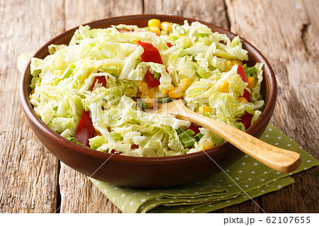 Light diet savoy cabbage salad with corn, onion 62107655