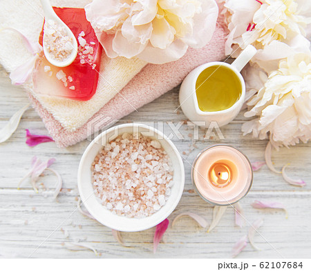 Spa concept with peonies 62107684