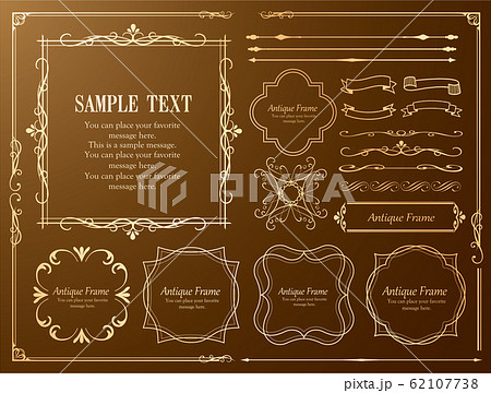美しいデコレーションセット、アンティークなフレーム、ビンテージなデザイン素材 62107738