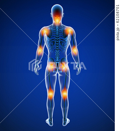 3d Illustration of front male joint pain 62108701