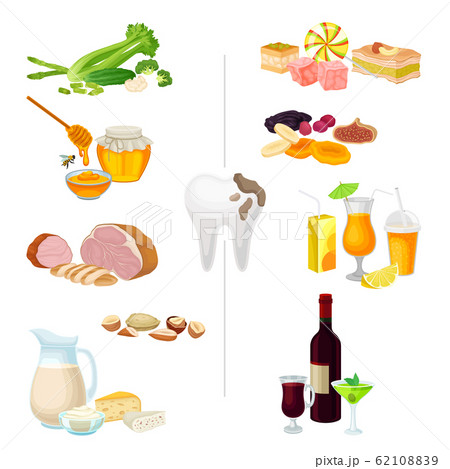 Good And Bad Food For Healthy Teeth Vector のイラスト素材 6210