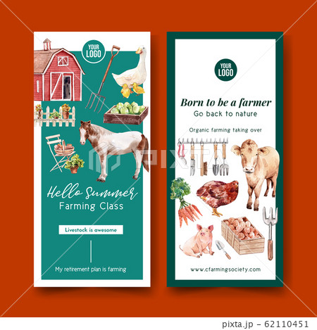 Farmer flyer design with cow, chicken, pig, duck 62110451