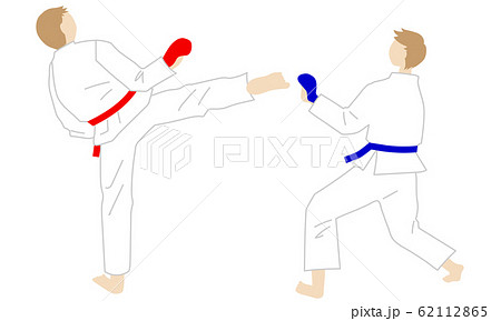 空手 組手 をする男性2人のイラストのイラスト素材 空手 組手 をする男性2人のイラストのイラスト素材
