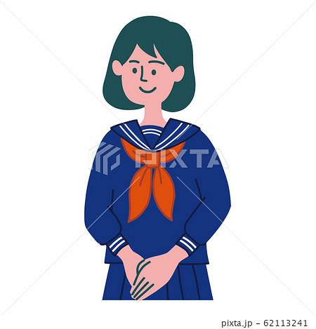 学生 女の子 セーラー服 立っているのイラスト素材