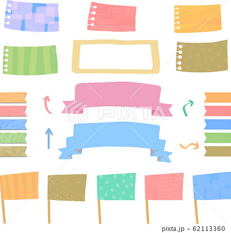 Frame Set Flag Sticky Note Notepad Ribbon Stock Illustration