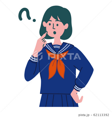 学生 女の子 セーラー服 考えているのイラスト素材