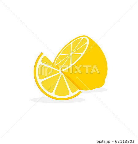 Lemon slice citrus fruit flat icon. Vector lemon half cut logo, yellow simple illustration 62113803