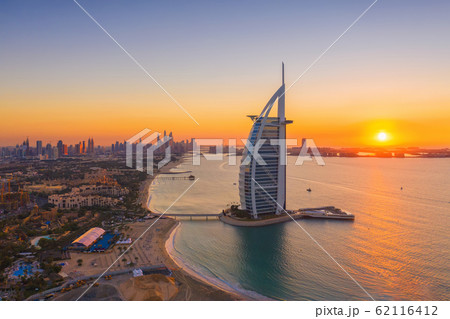 Aerial view of Burj Al Arab Jumeirah Island, Dubai Aerial view of Burj Al Arab Jumeirah Island, Dubai 62116412
