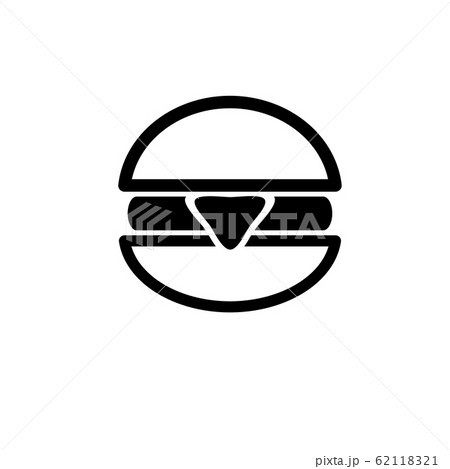 Black and white burger icon on white background 62118321