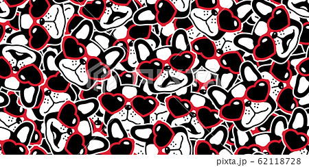 dog seamless pattern french bulldog valentine vector heart sunglasses head face scarf isolated repeat wallpaper tile background cartoon pet puppy animal doodle illustration design 62118728
