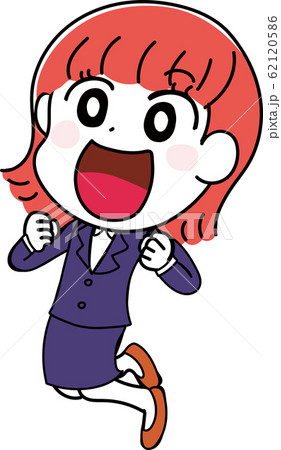 イラスト素材 女性 スーツ Ol 喜ぶ 笑顔 かわいいのイラスト素材