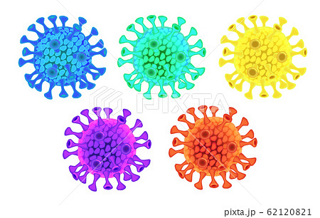 カラフルなウイルスイメージセット白背景のイラスト素材 62120821 Pixta