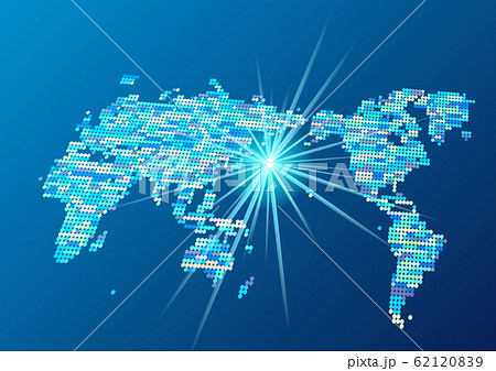 サイバーデジタルネットワーク世界地図背景のイラスト素材 6219