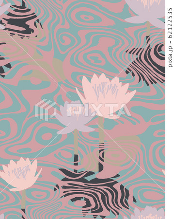 Seamless pattern with water texture and lily pads. Seamless pattern with water texture and lily pads. 62122535