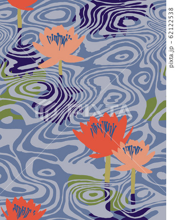 Seamless pattern with water texture and lily pads Seamless pattern with water texture and lily pads 62122538