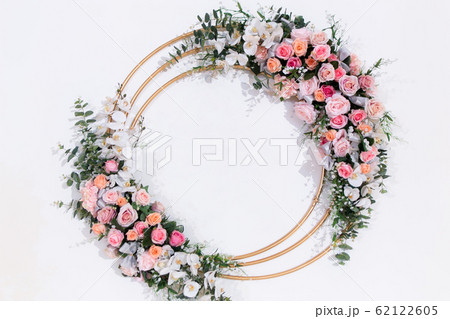 White Beautiful Floral Pattern Wedding Backdrop 62122605