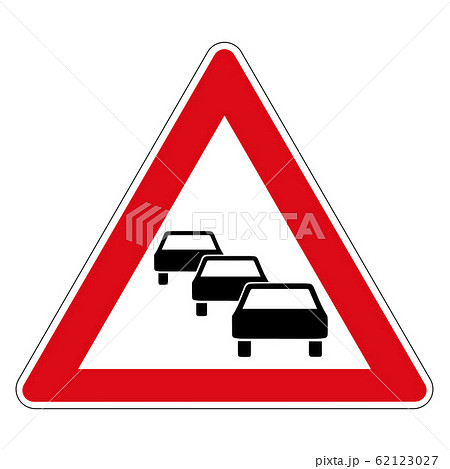 Traffic jam. Road sign of Germany. Europe. Vector graphics. Traffic jam. Road sign of Germany. Europe. Vector graphics. 62123027