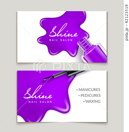 Nail polish makeup card template design. Manicure beauty business card background Nail polish makeup card template design. Manicure beauty business card background 62123519