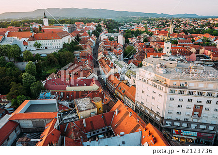 Zagreb Croatia. Aerial View from above of Ban Jelacic Square Zagreb Croatia. Aerial View from above of Ban Jelacic Square 62123736