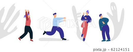 Group character people are afraid to run. 62124151