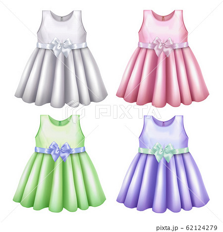 Baby Dress Mockup Set in Realistic Style Baby Dress Mockup Set in Realistic Style 62124279