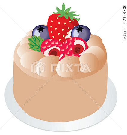 丸い生チョコのショートケーキのイラスト素材