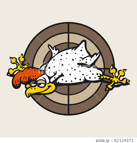 Rooster white and funny on the brown target 62124371