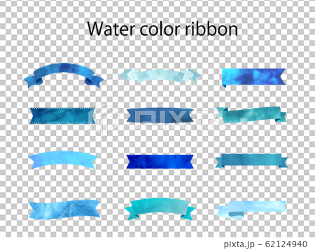 水彩 リボン コレクション 青 62124940