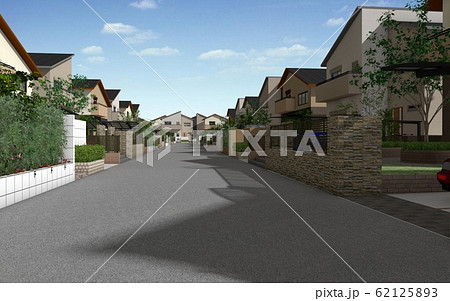 住宅 外構イメージのイラスト素材