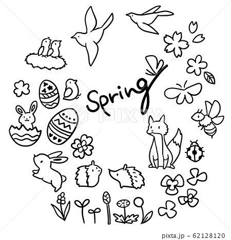 Spring Illustration Set Monochrome Stock Illustration