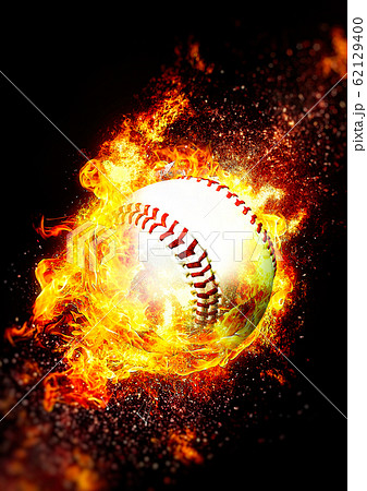 炎に包まれた抽象的な野球のボールのイラスト素材
