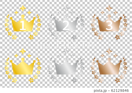 Cherry blossom ranking icon set Gold, silver and copper Cherry blossom ranking icon set Gold, silver and copper 62129846