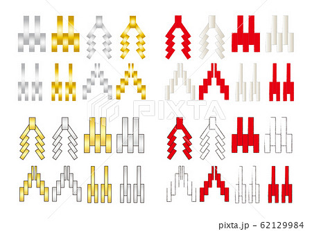 紙垂 しで イラスト セット ベクターのイラスト素材