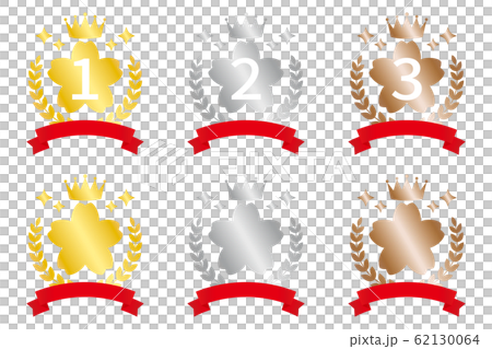 Cherry blossom ranking icon set Gold, silver and copper 62130064