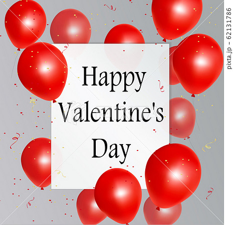 Red Balloon. Vector holiday illustration of flying bunch of red balloon , paper banner and confetti particles. Valentines Day or Wedding invitation festive decoration Red Balloon. Vector holiday illustration of flying bunch of red balloon , paper banner and confetti particles. Valentines Day or Wedding invitation festive decoration 62131786