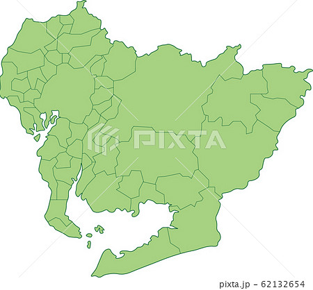 愛知県の地図_市町村別 62132654