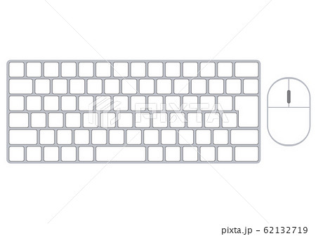 デスクトップパソコンのキーボードとマウス 白のイラスト素材
