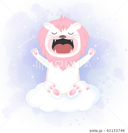 Cute lion open mouth yawning and stretching hand drawn cartoon Cute lion open mouth yawning and stretching hand drawn cartoon 62133746
