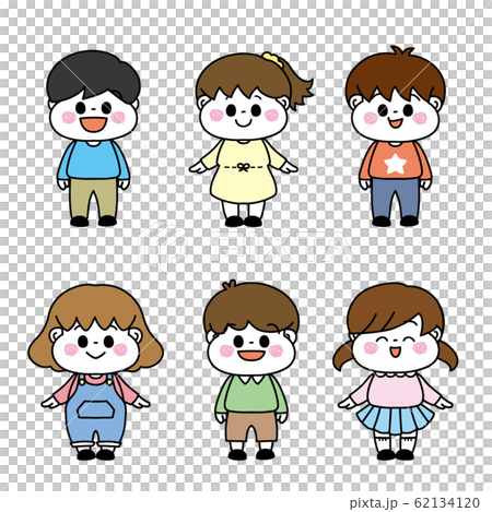 子どもたち 直立 のイラスト素材