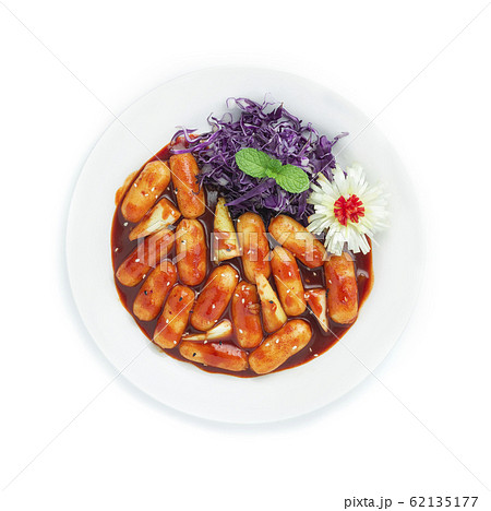 Tteokbokki Rice Cake stick and Leek in Kochujung 62135177