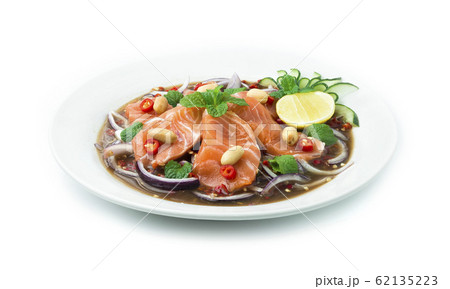 Salmon Spicy Salad in Pickled fish sauce Thai Salmon Spicy Salad in Pickled fish sauce Thai 62135223