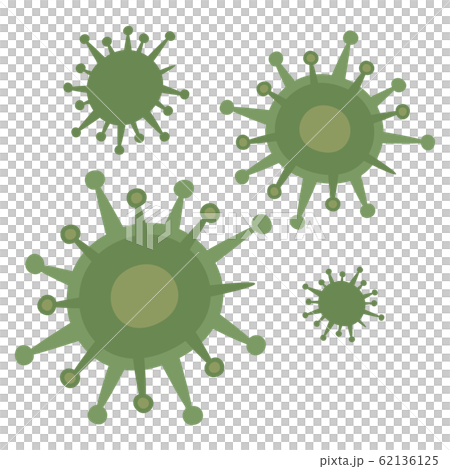 緑色のトゲトゲしたウイルスのイラスト。 62136125