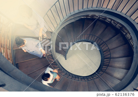 Outdoor spiral wooden staircase 62136376