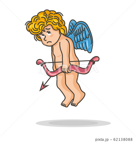 Illustration of sad cupid cartoon, Vector 62138088