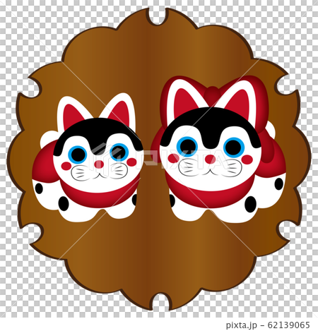 かわいい狛犬さん ラベル イラスト ベクター 62139065
