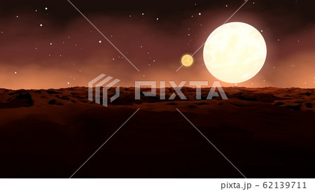 Mars with two moons around it Mars with two moons around it 62139711